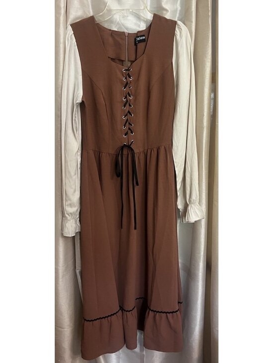 Scarlett Darkness Dresses & Skirts - Scarlett Darkness Dress Womens S Brown Midi Corset Renaissance Gothic Witchy. Dd